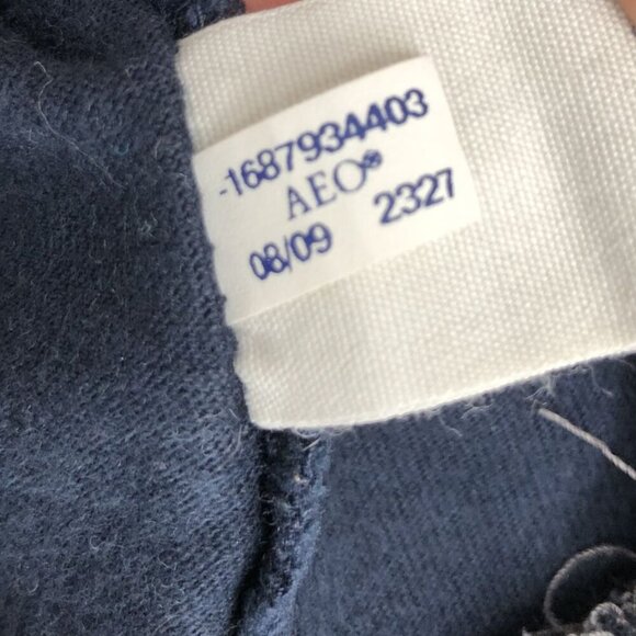 American Eagle Men's Graphic Logo Long Sleeve T-Shirt Navy Blue Y2k Faded 2009 - Picture 6 of 9